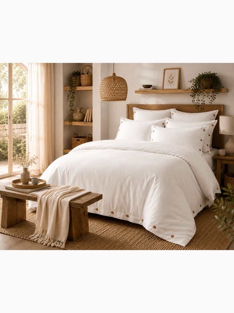 Housse de couette en percale Perrine Blanc - Kiabi
