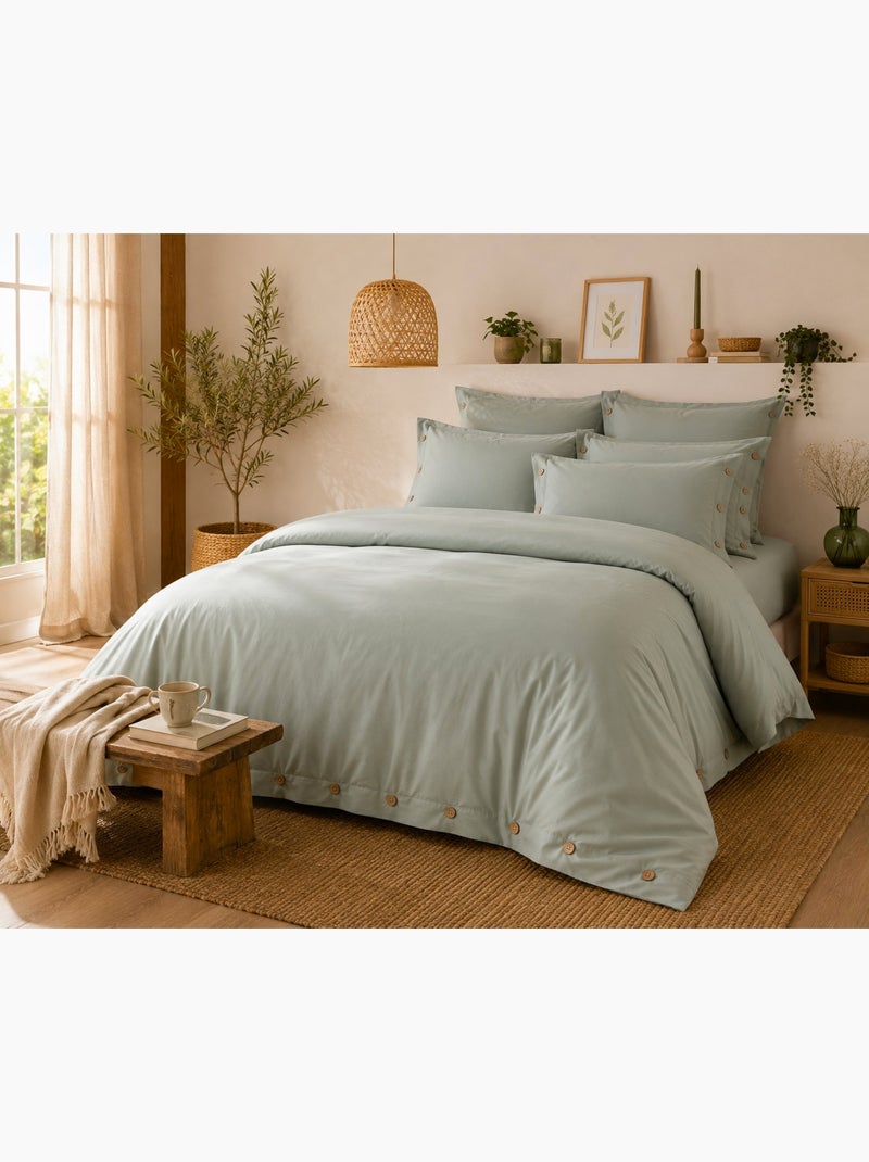 Housse de couette en percale Perrine Bleu céladon - Kiabi
