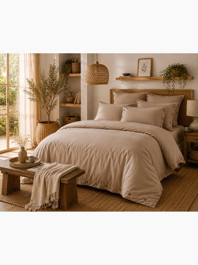 Housse de couette en percale Perrine Gris clair - Kiabi
