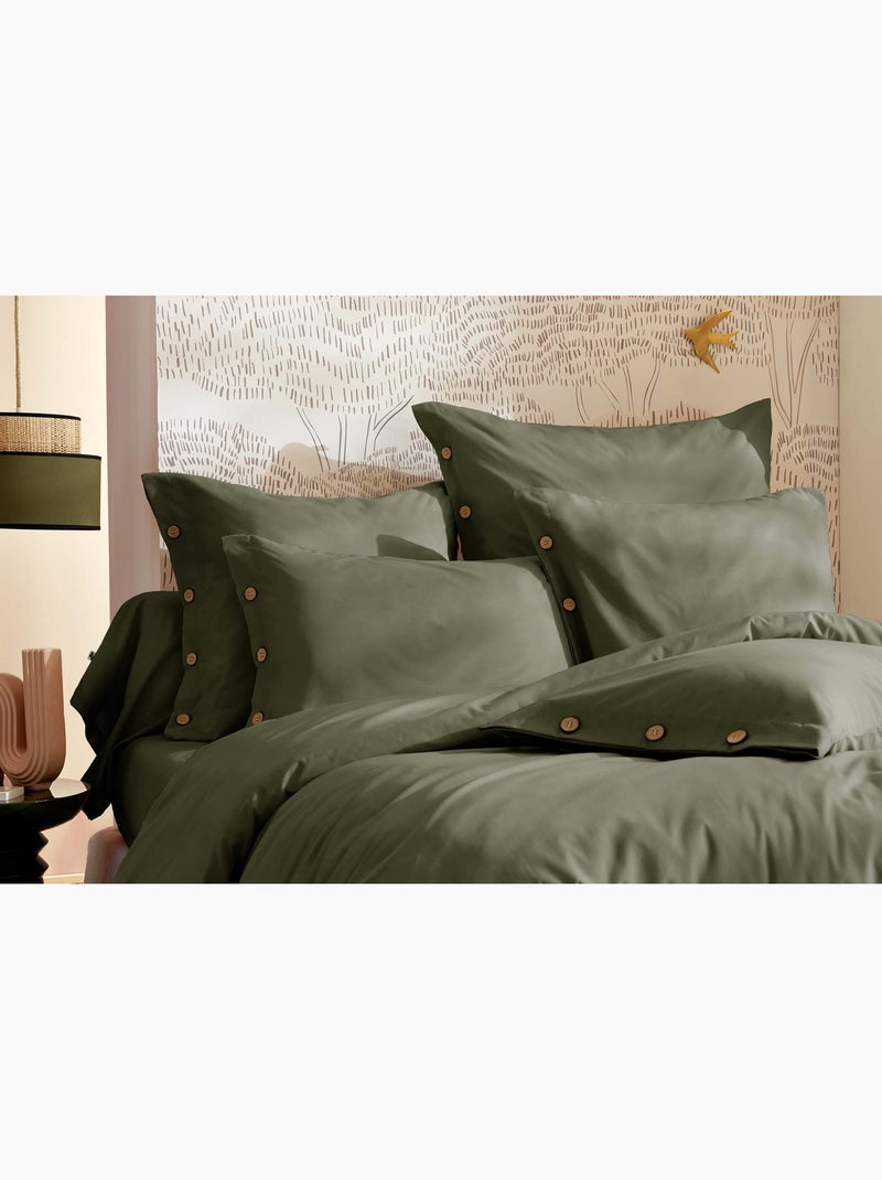 Housse de couette en percale Perrine Vert romarin - Kiabi