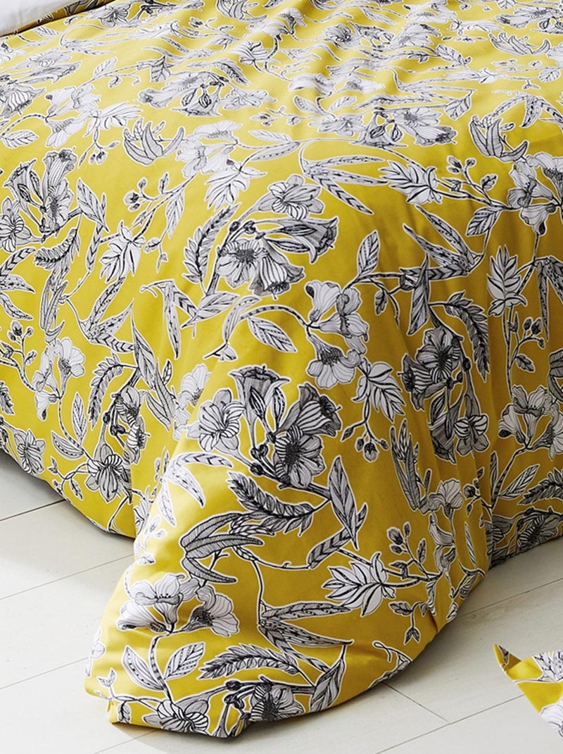Housse de couette en satin Botanic Jaune or - Kiabi
