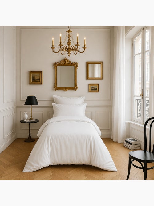 Housse de couette en satin de coton uni blanc - Désir - Kiabi