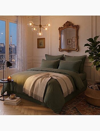 Housse de couette en satin de coton uni