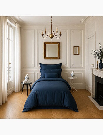 Housse de couette en satin de coton uni blanc - Désir