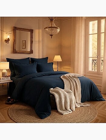 Housse de couette en satin de coton uni