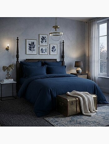 Housse de couette en satin de coton uni