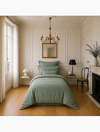 Housse de couette en satin de coton uni blanc - Désir