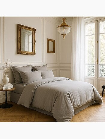 Housse de couette en satin de coton uni blanc - Désir