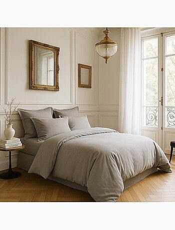 Housse de couette en satin de coton uni