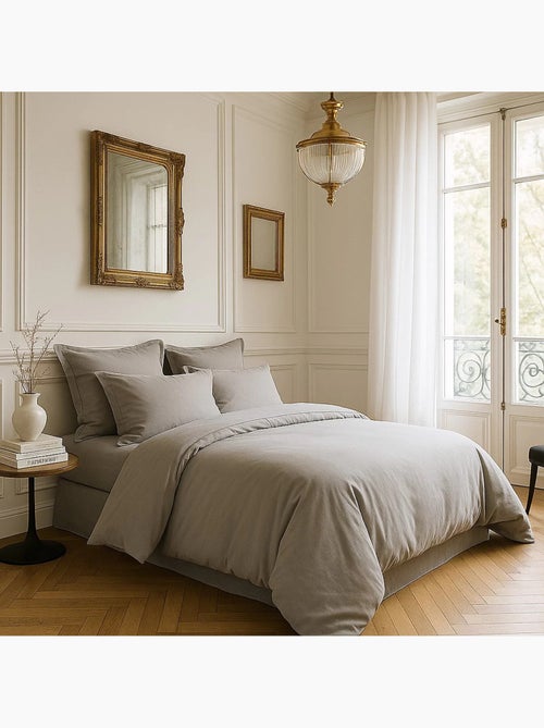 Housse de couette en satin de coton uni - Kiabi