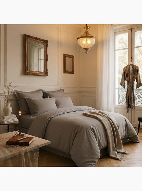 Housse de couette en satin de coton uni - Kiabi Housse de couette en satin de coton uni - Kiabi