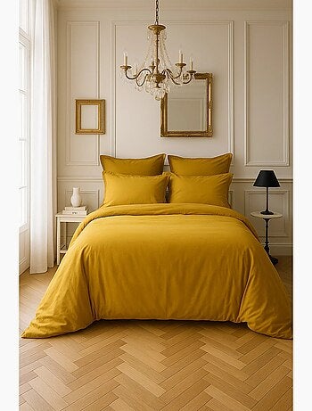 Housse de couette en satin de coton Uni