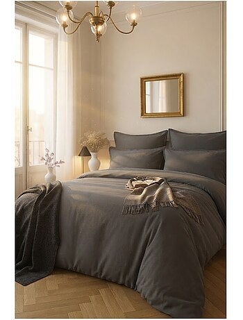 Housse de couette en satin de coton uni
