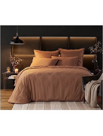 Housse de couette en satin de coton uni