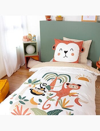 Housse de couette enfant 140x200 + 1 taie avec oreilles