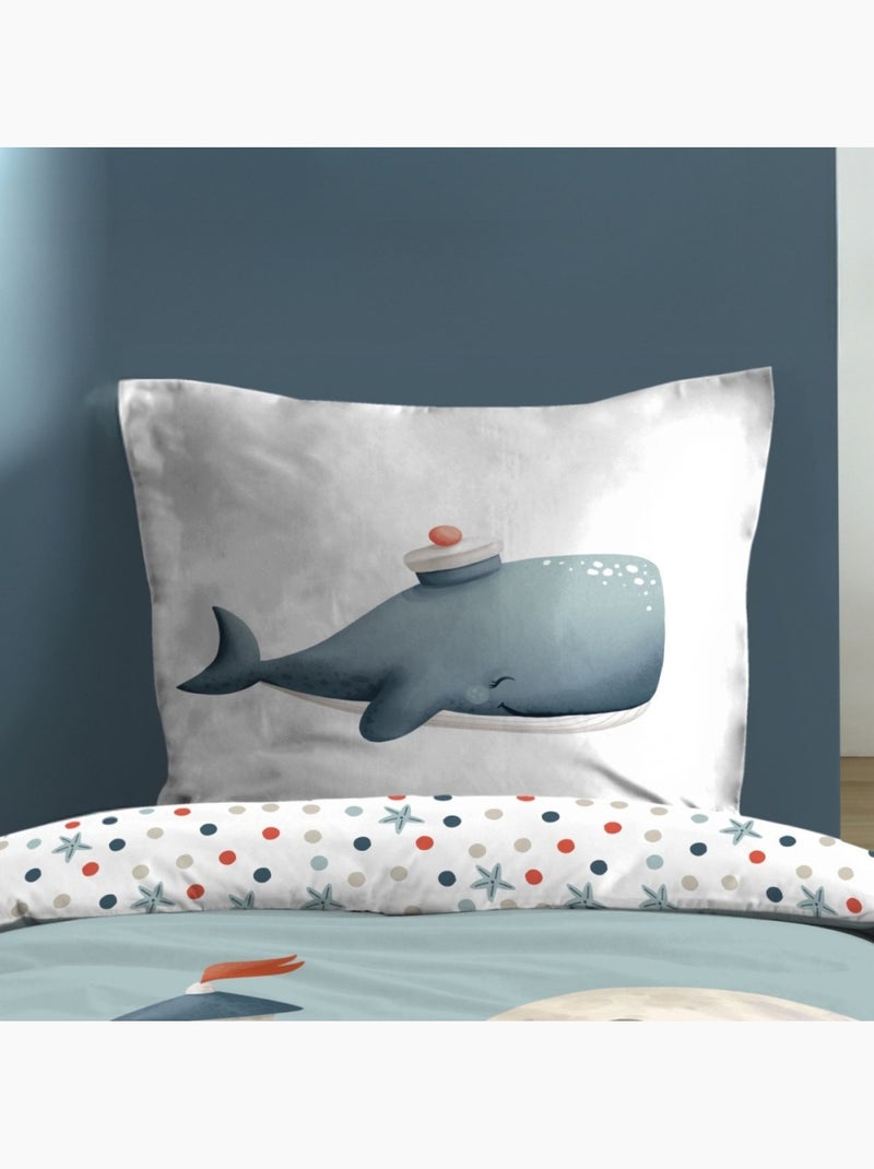 Housse de couette enfant 140x200 + 1 taie coton 57 fils Bleu - Kiabi