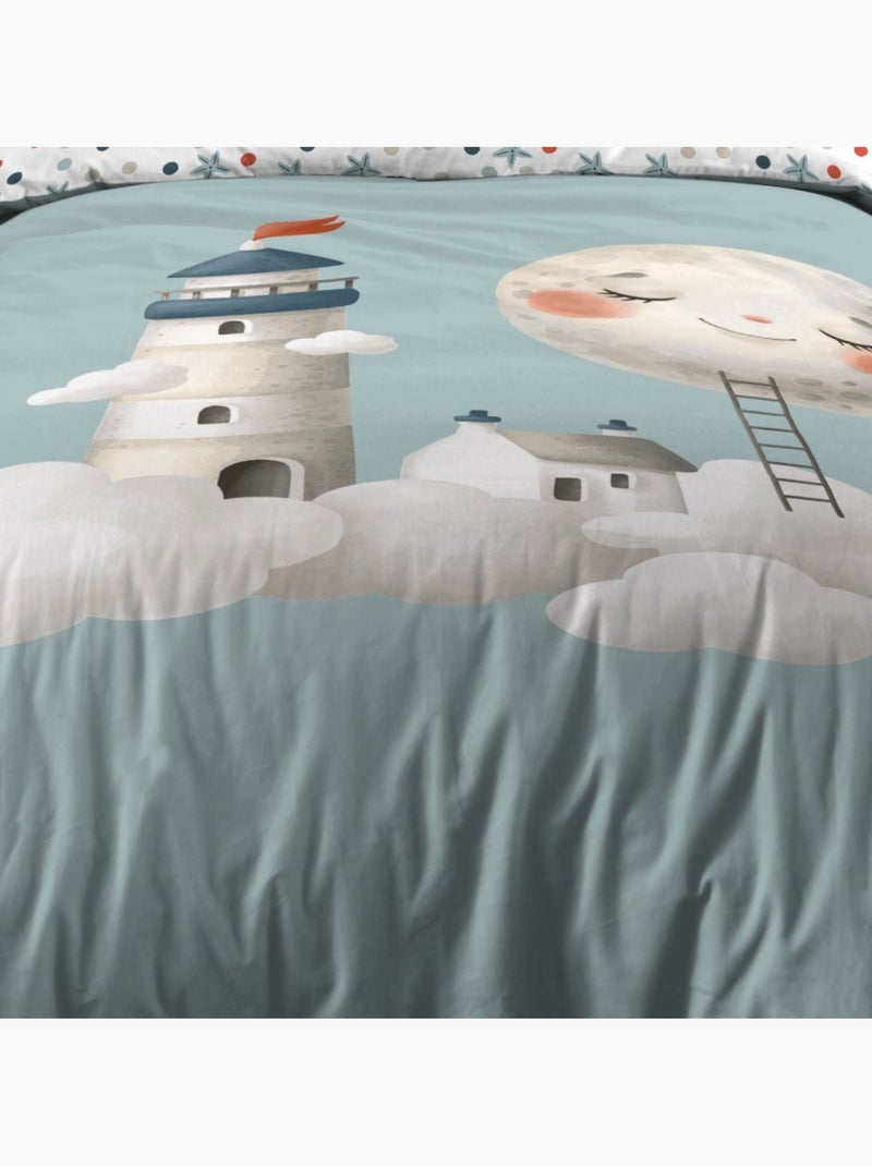 Housse de couette enfant 140x200 + 1 taie coton 57 fils Bleu - Kiabi