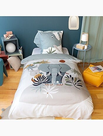 Housse de couette enfant 140x200 + 1 taie Eléphant