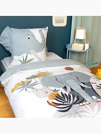 Housse de couette enfant 140x200 + 1 taie Eléphant