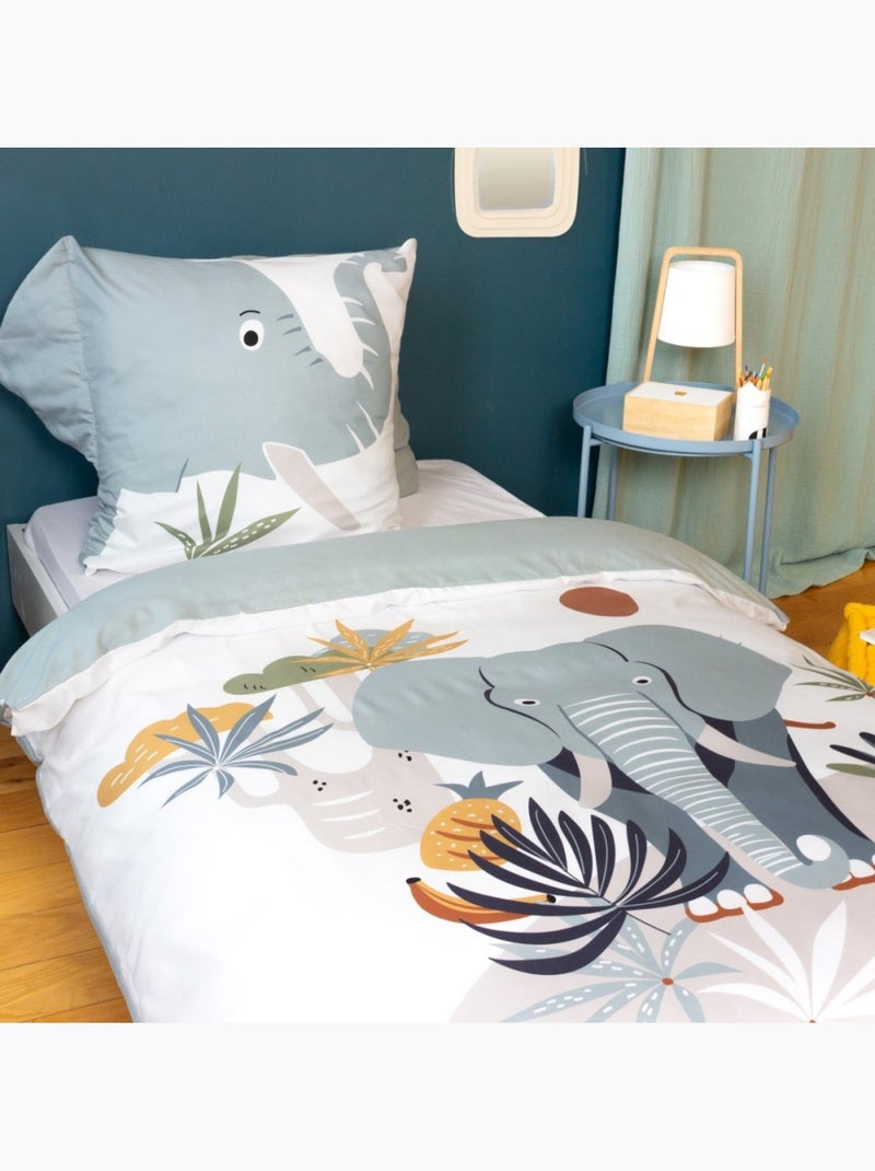 Housse de couette enfant 140x200 + 1 taie Eléphant Gris - Kiabi