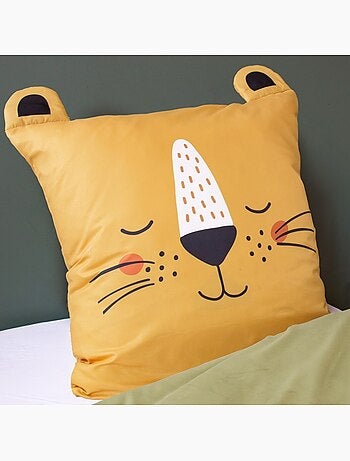 Housse de couette enfant 140x200 + 1 taie Lion avec oreilles
