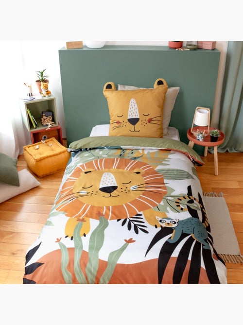 Housse de couette enfant 140x200 + 1 taie Lion avec oreilles - Kiabi Housse de couette enfant 140x200 + 1 taie Lion avec oreilles - Kiabi