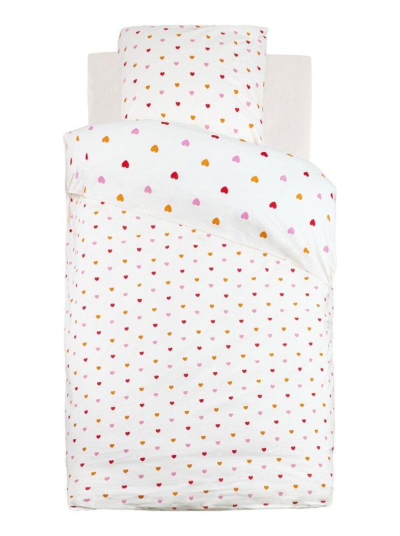 Housse de couette enfant 140x200 AMOUR + taie coton 57 fils Rose - Kiabi