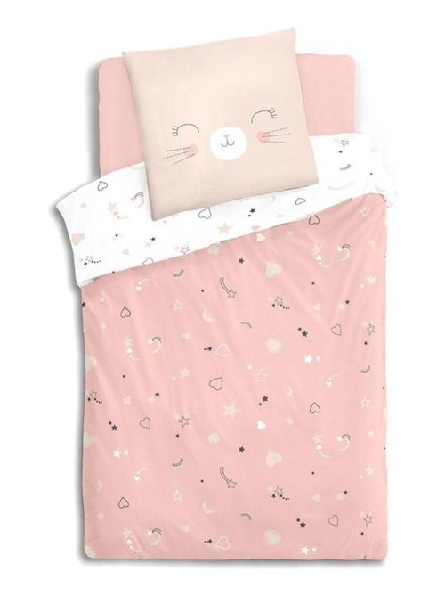 Housse de couette enfant 140x200 Chat + taie 100% coton bio 57 fils - Kiabi