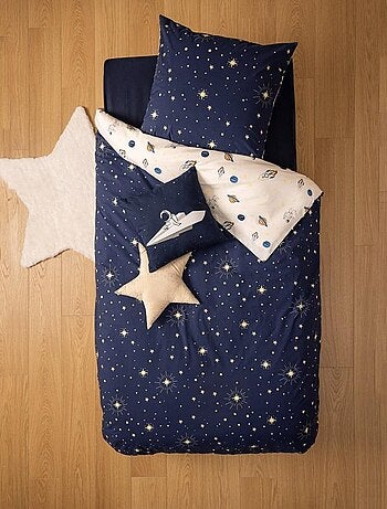 Housse de couette enfant 140x200 Espace + taie coton 57 fils