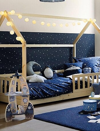 Housse de couette enfant 140x200 Espace + taie coton 57 fils