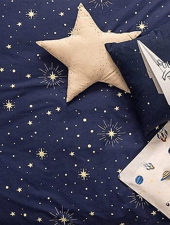 Housse de couette enfant 140x200 Espace + taie coton 57 fils