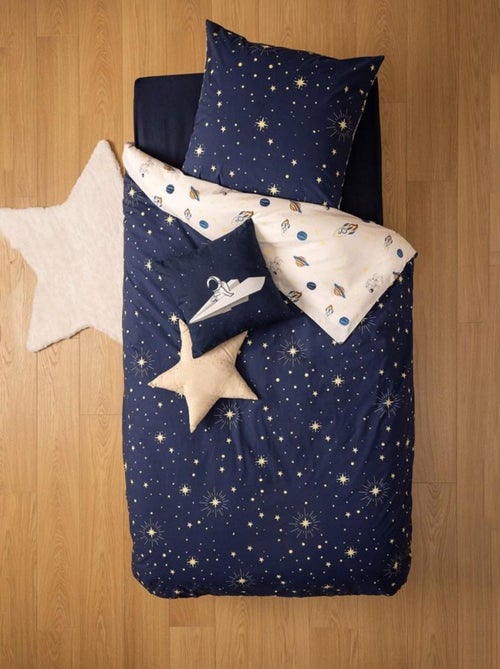 Housse de couette enfant 140x200 Espace + taie coton 57 fils - Kiabi