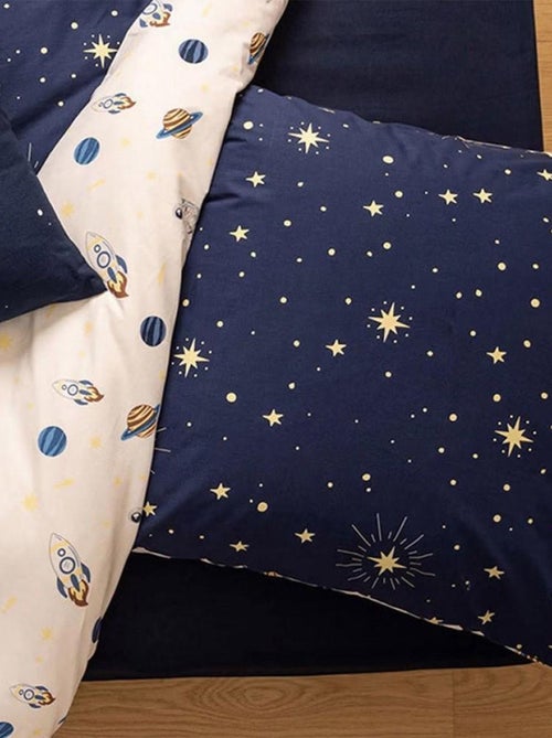 Housse de couette enfant 140x200 Espace + taie coton 57 fils - Kiabi