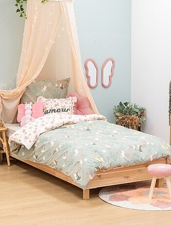 Housse de couette enfant 140x200 Fée + taie coton 57 fils