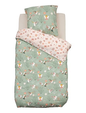 Housse de couette enfant 140x200 Fée + taie coton 57 fils