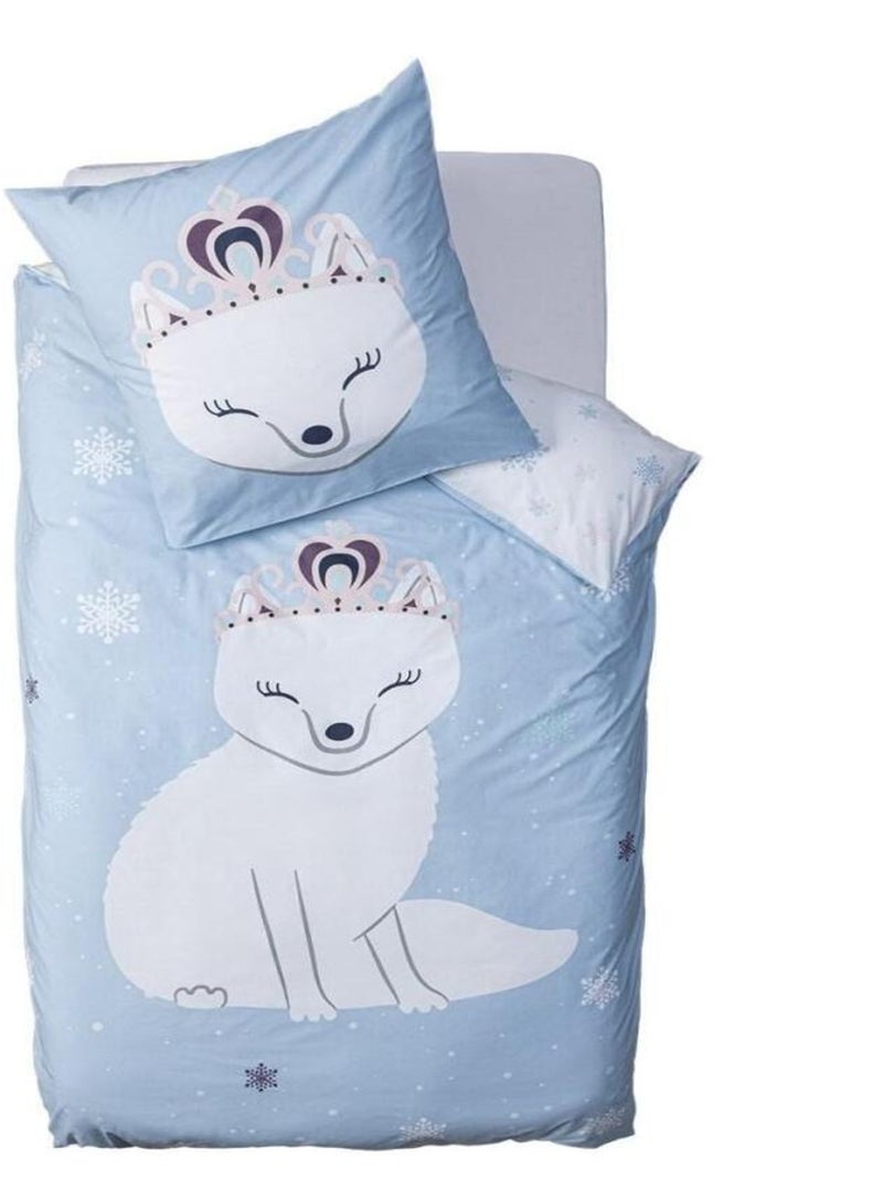 Housse de couette enfant 140x200 Hiver + taie coton 57 fils Bleu - Kiabi