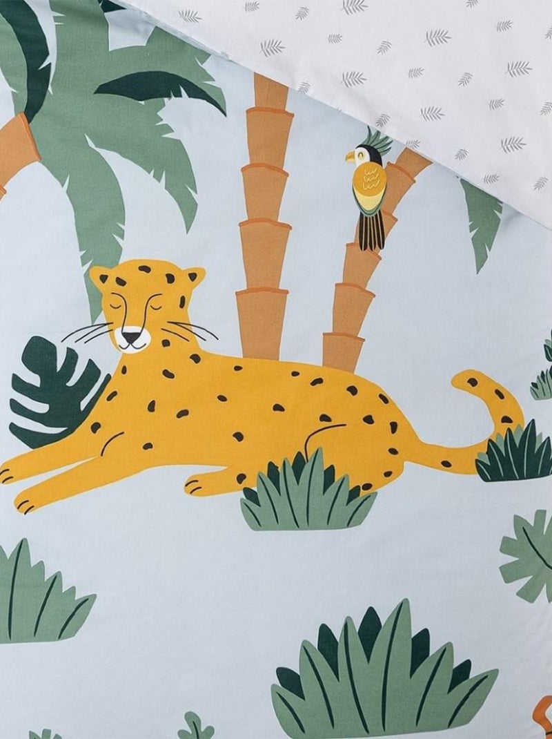 Housse de couette enfant 140x200 Jungle + taie 100% coton 57 fils Blanc - Kiabi