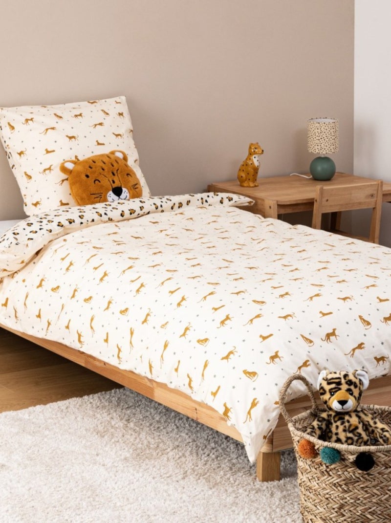 Housse de couette enfant 140x200 LEOPARD + taie coton 57 fils Beige - Kiabi