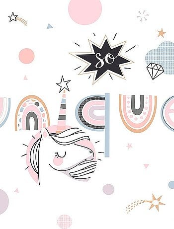 Housse de couette enfant 140x200 Licorne + taie 100% coton 57 fils