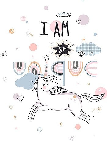 Housse de couette enfant 140x200 Licorne + taie 100% coton 57 fils