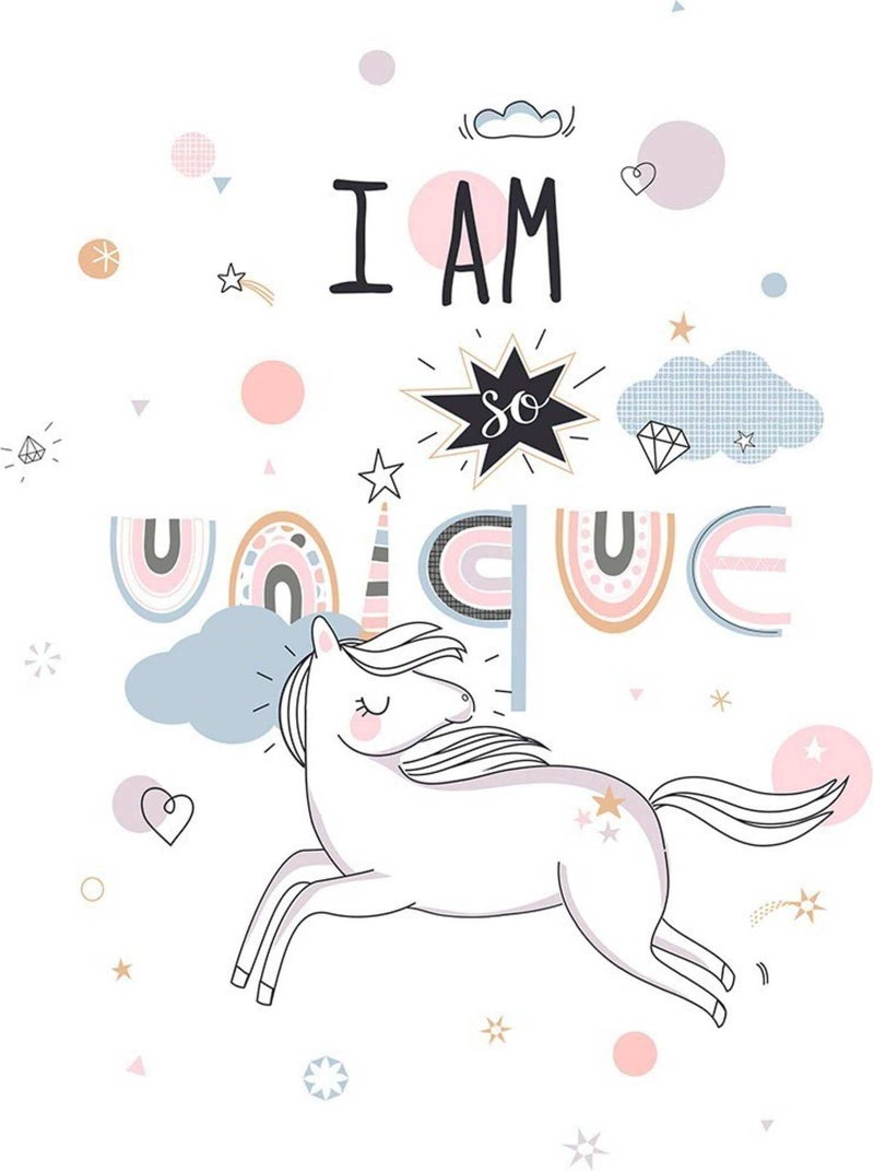 Housse de couette enfant 140x200 Licorne + taie 100% coton 57 fils Blanc - Kiabi