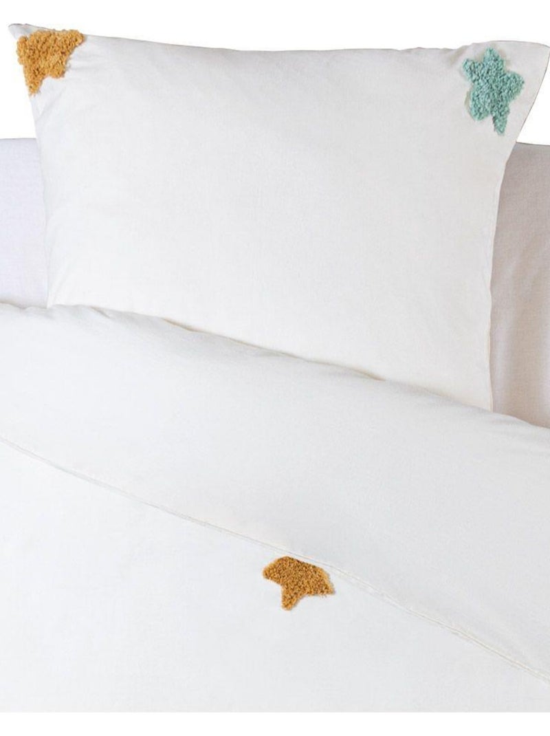 Housse de couette enfant 140x200 Motif en relief + taie 100% coton 57 fils Blanc - Kiabi