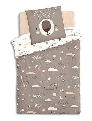 Housse de couette enfant 140x200 Ours + taie coton 57 fils