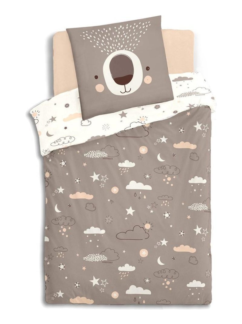 Housse de couette enfant 140x200 Ours + taie coton 57 fils Blanc - Kiabi