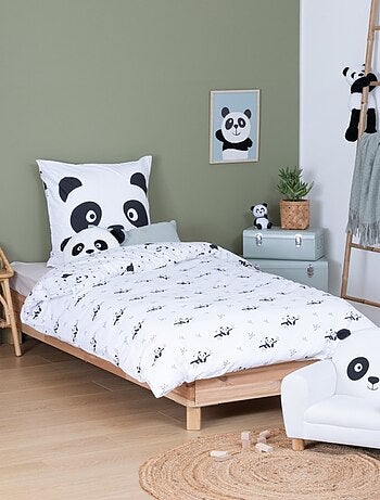 Housse de couette enfant 140x200 Panda + taie coton 57 fils