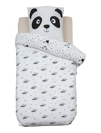 Housse de couette enfant 140x200 Panda + taie coton 57 fils