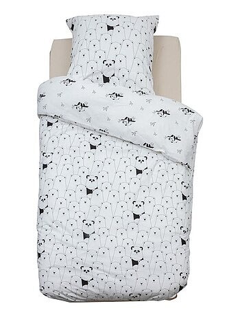 Housse de couette enfant 140x200 Panda + taie coton 57 fils