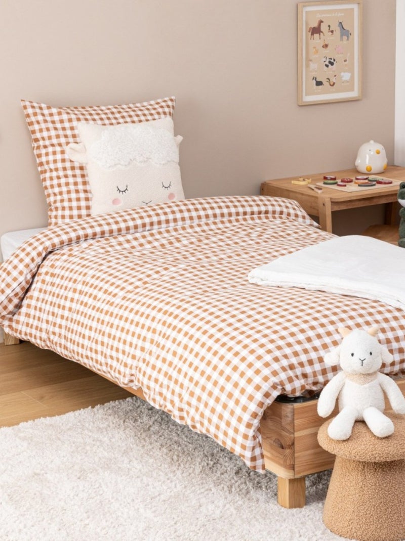 Housse de couette enfant 140x200 VICHY + taie coton 57 fils Rouge - Kiabi