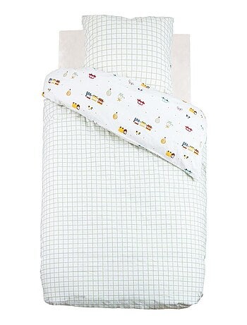 Housse de couette enfant 140x200 VOITURES + taie coton 57 fils