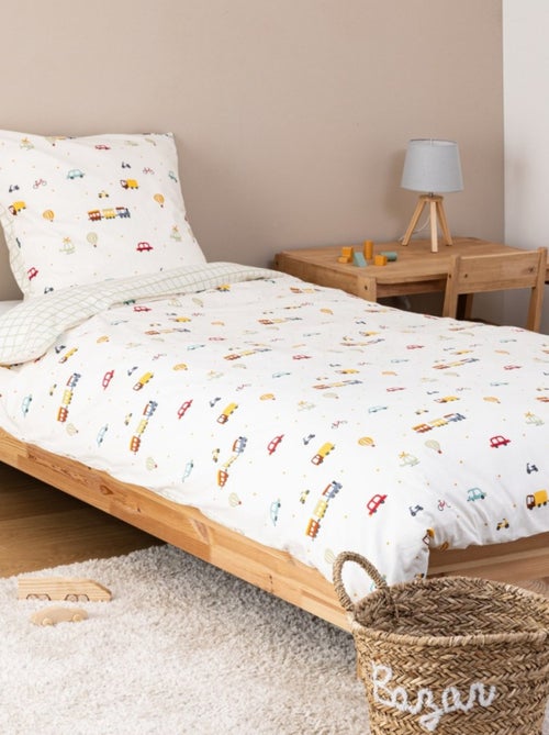 Housse de couette enfant 140x200 VOITURES + taie coton 57 fils - Kiabi